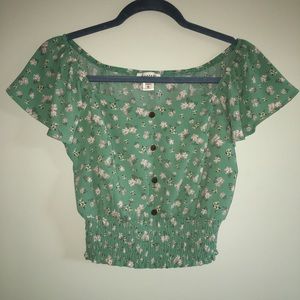 Off-shoulder Springy Green Top